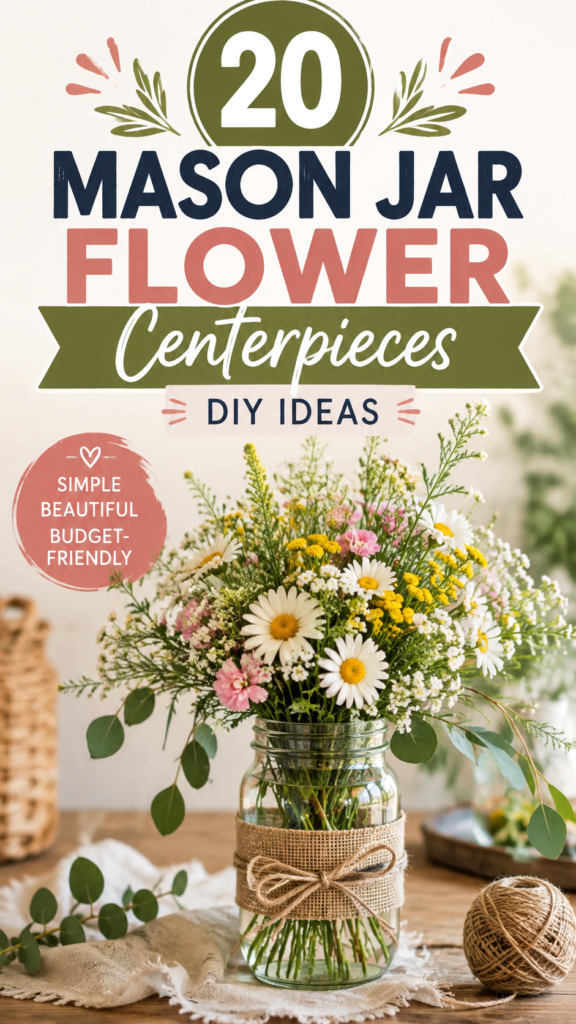 20 Mason Jar Flower Centerpieces DIY Ideas for Beautiful Floral Arrangements
