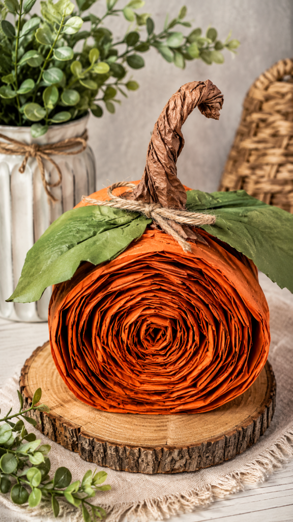 DIY Paper Pumpkin Easy Rustic Fall Decor Idea for Your Home