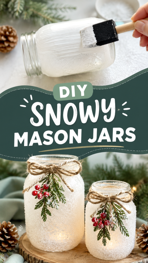 DIY Christmas Decorations Easy Snowy Mason Jar Ideas
