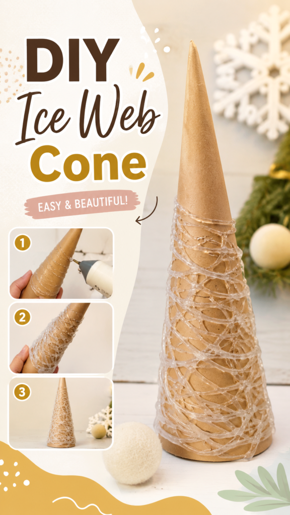 DIY Ice Web Cone Craft Easy  Beautiful Winter Decor Idea