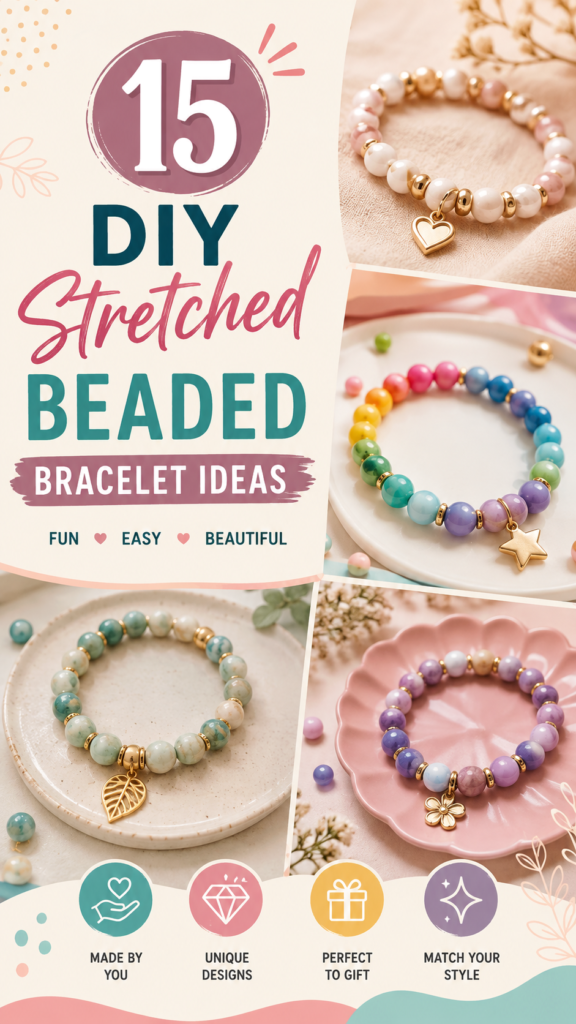 15 DIY Bracelet Designs Easy Stretched Beaded Bracelet Ideas