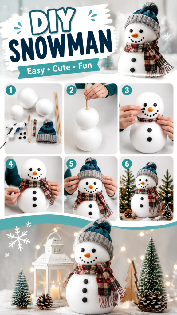 Easy DIY Snowman Craft for Cozy Winter Decor and Holiday Fun