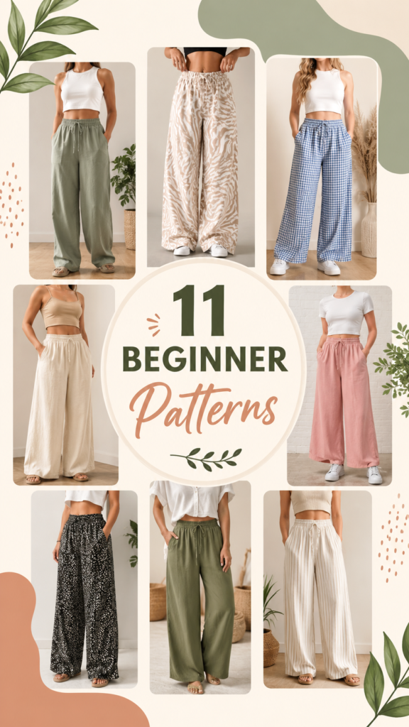 11 Beginner DIY Wide Leg Pants Sewing Patterns and Easy Clothes Pattern Ideas