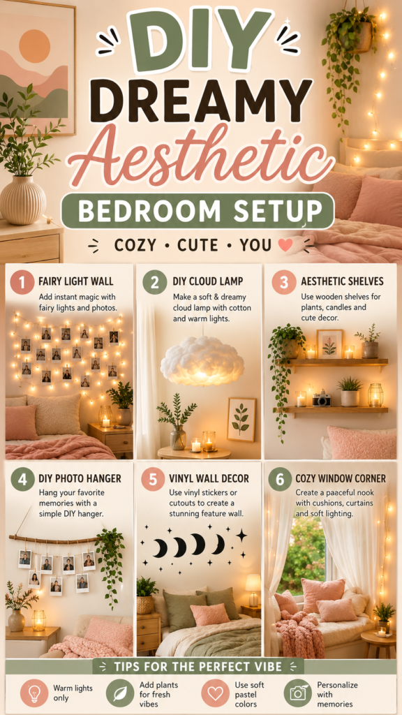DIY Room Ideas Dreamy Aesthetic Bedroom Setup  Cozy Decor Ideas