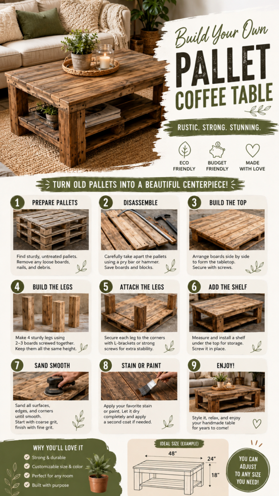DIY Pallet Table Ideas Easy Rustic Coffee Table Project