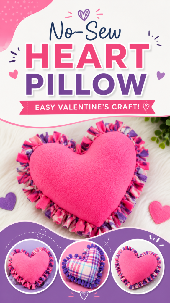 No-Sew Heart Pillow Easy Valentines Day Craft DIY