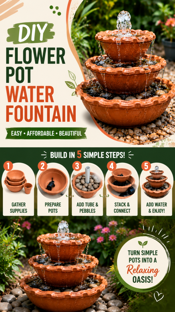 DIY Flower Pot Water Fountain Easy, Affordable Garden Project