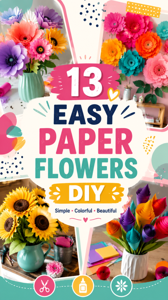 13 Easy Paper Flowers DIY Ideas for Colorful Homemade Decor
