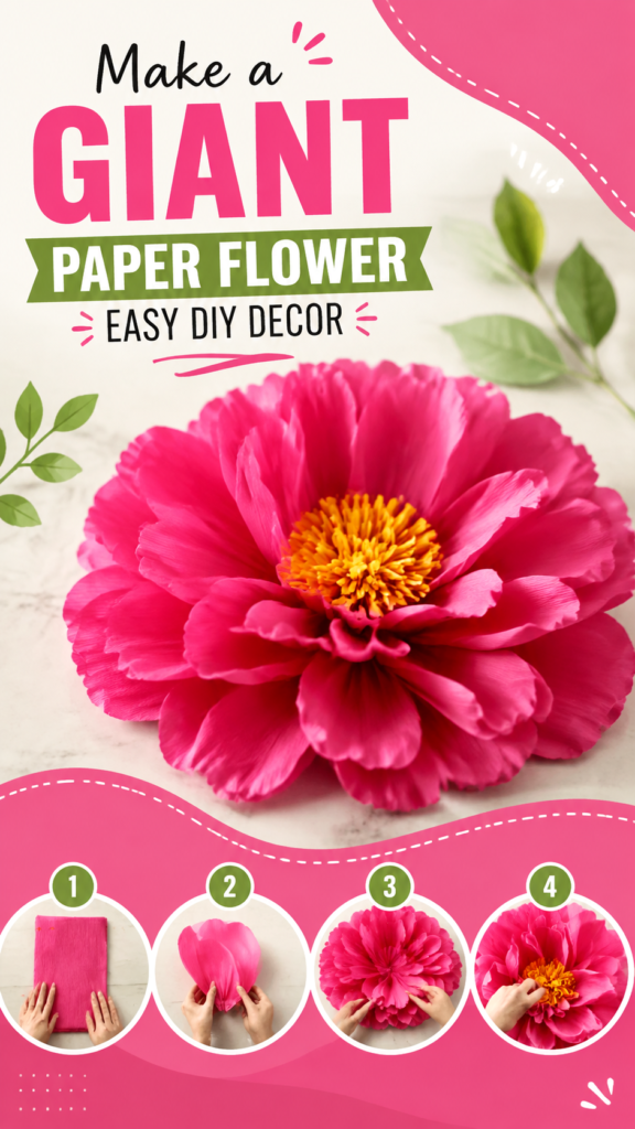 Giant Paper Flower DIY Tutorial for Stunning Home Decor Ideas