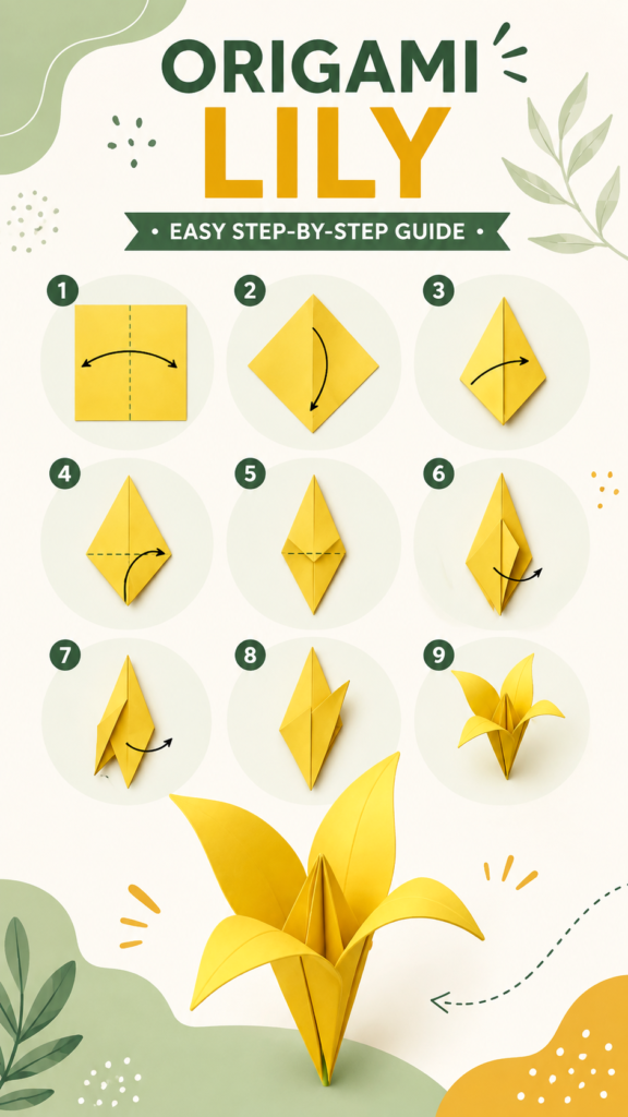 Origami Lily DIY Easy Step-by-Step Origami Craft Tutorial