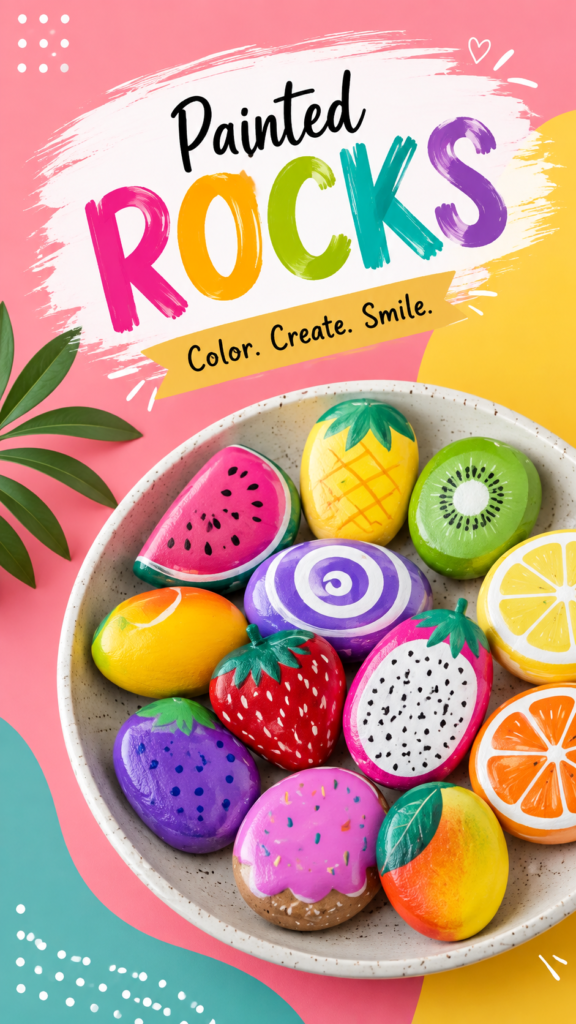 DIY Painted Rocks Colorful Fruit-Inspired Rock Painting Ideas for Beginners