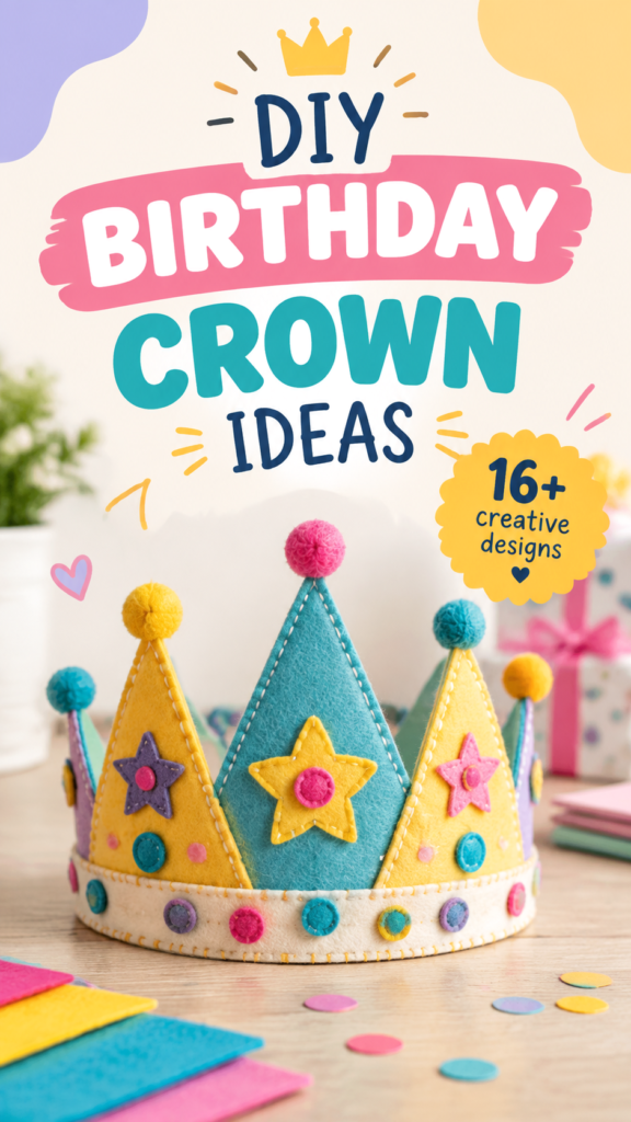 DIY Birthday Crown Ideas Cute Felt Party Crown Tutorial for Kids