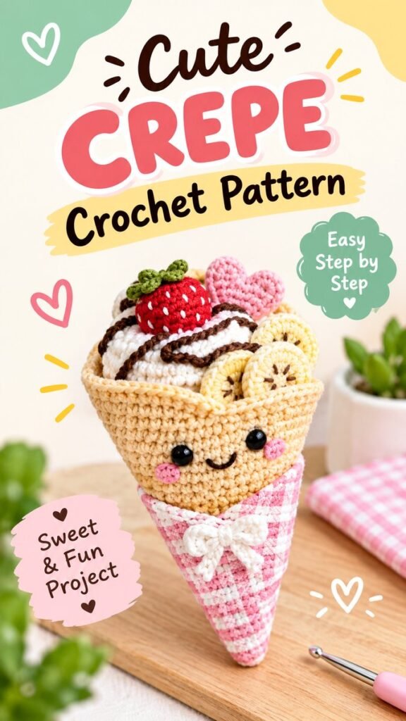 Cute Crochet Crepe Pattern Easy Kawaii Food Amigurumi DIY Project