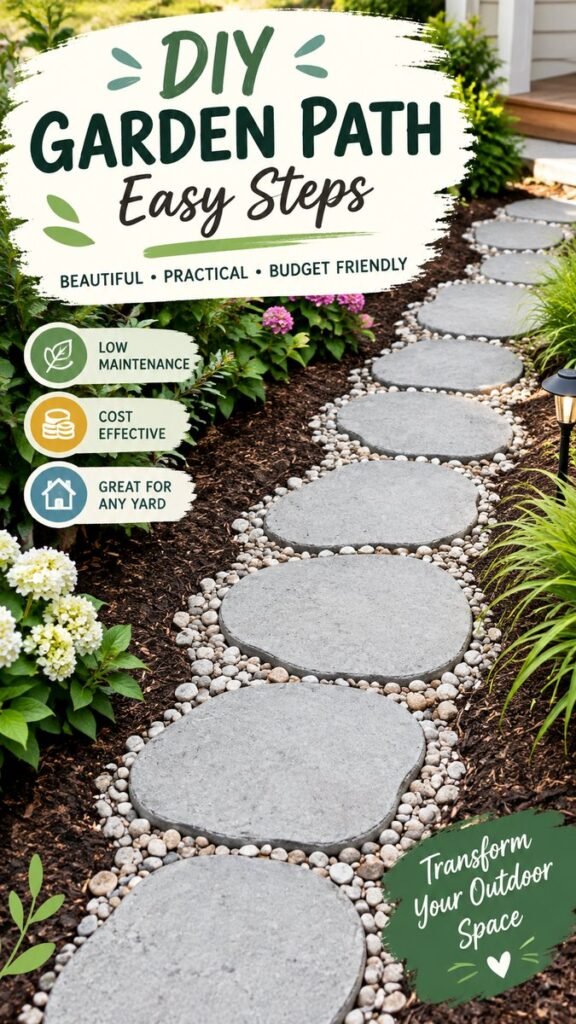 DIY Garden Path Ideas Easy Stepping Stone Walkway for Your Yard