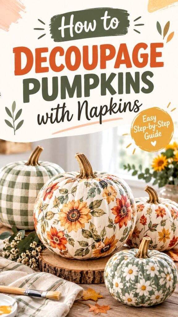 Decoupage DIY Easy Napkin Pumpkin Craft for Beautiful Fall Decor