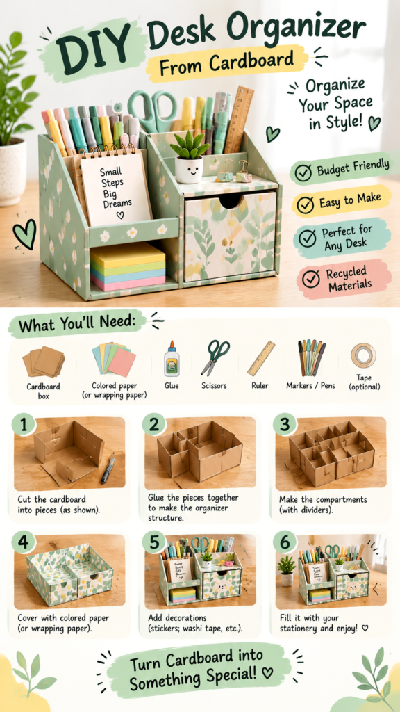 DIY Cardboard Desk Organizer Ideas  Easy Desk Organization Project