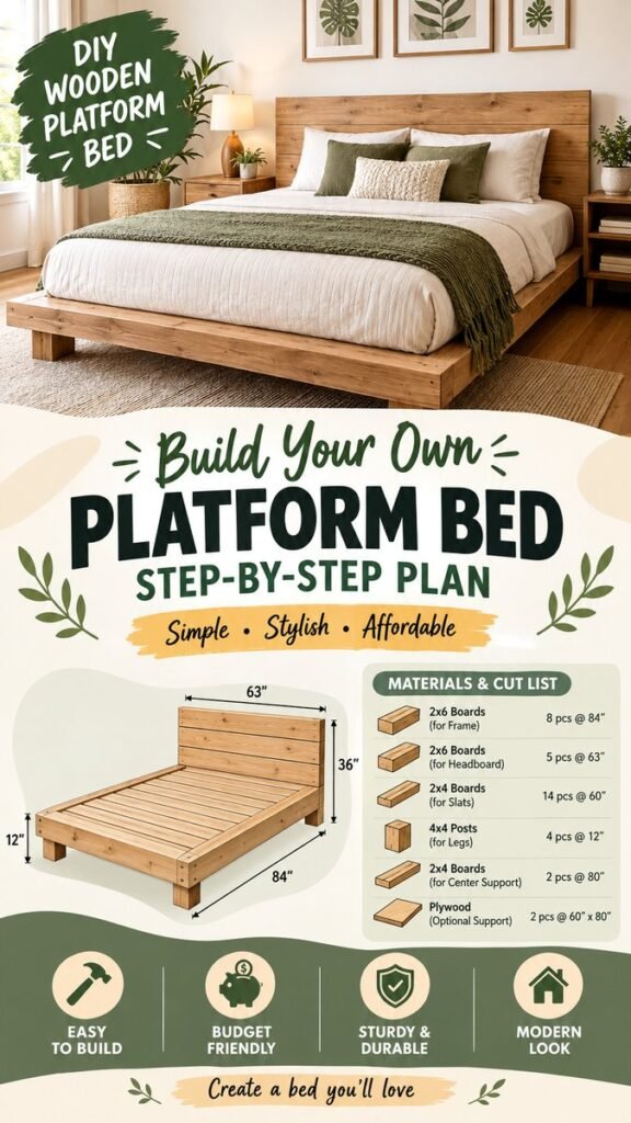 DIY Platform Bed Plans Easy Homemade Bed Frame Ideas