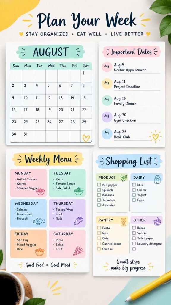 DIY Calendar Ideas Cute Weekly Planner  Organization Board Inspiration