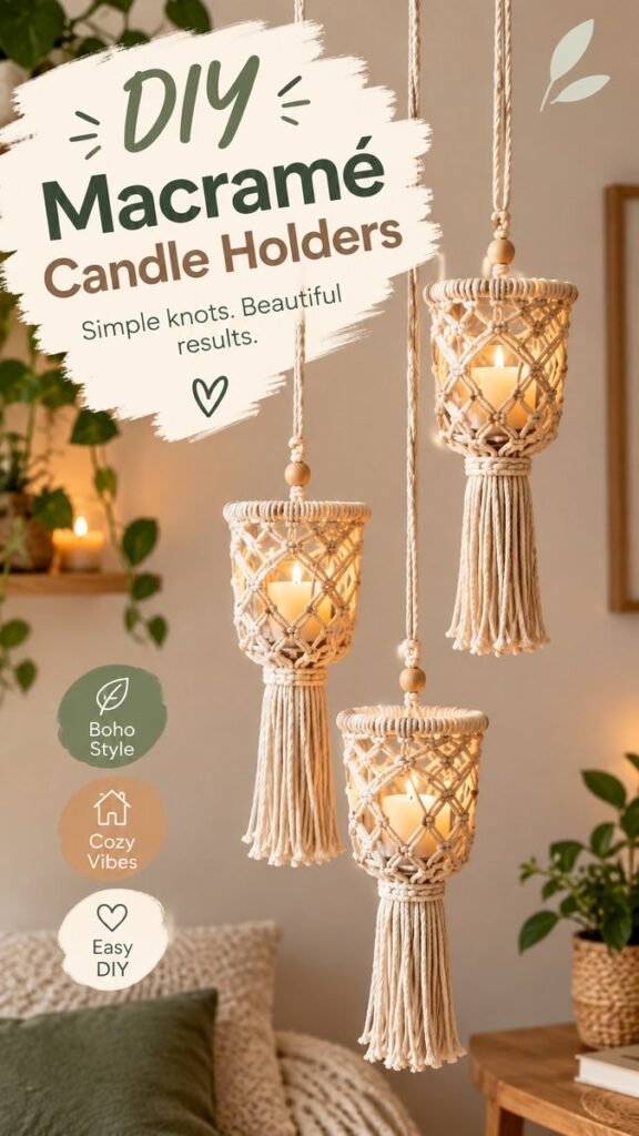 DIY Macramé Candle Holders Easy Boho Home Decor Ideas