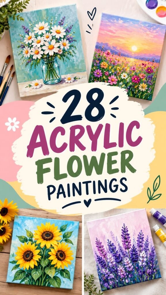 Easy DIY Canvas Art Ideas for Beautiful Acrylic Flower Paintings