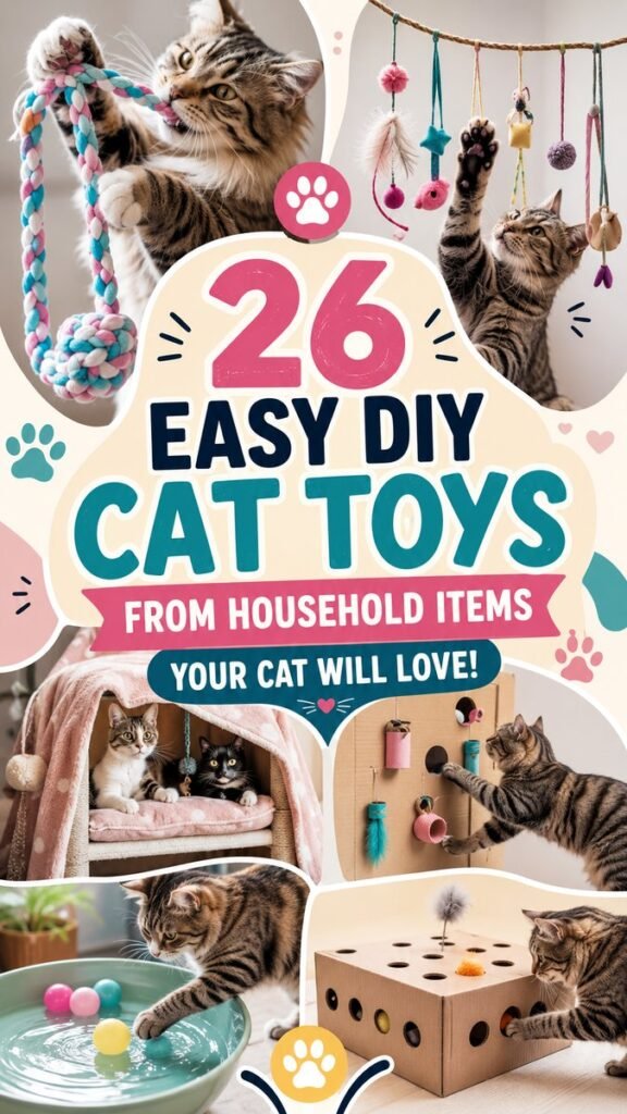 26 Easy DIY Cat Toys From Household Items Your Cat Will Love