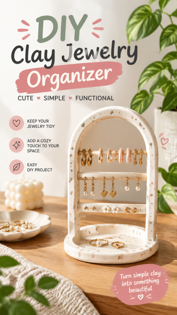 DIY Ceramic Earring Holder  Handmade Clay Jewelry Organizer