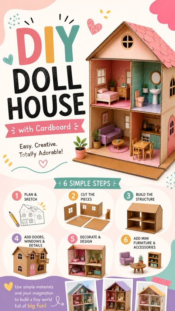DIY Dollhouse Ideas Easy Cardboard Dollhouse Tutorial