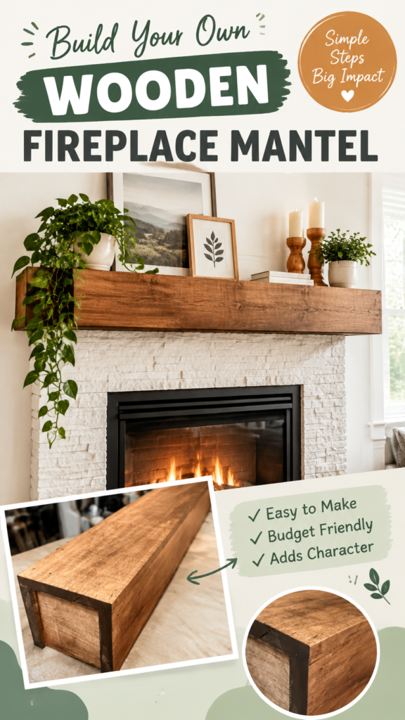 Easy DIY Wooden Fireplace Mantel Rustic Shelf Build Project