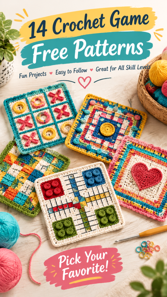 DIY Crochet Game Boards Fun Handmade Games With Free Patterns