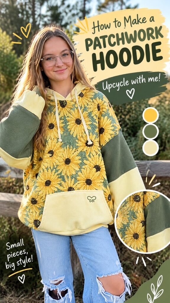 How to Make a Patchwork Hoodie Easy Upcycling DIY Fashion Project