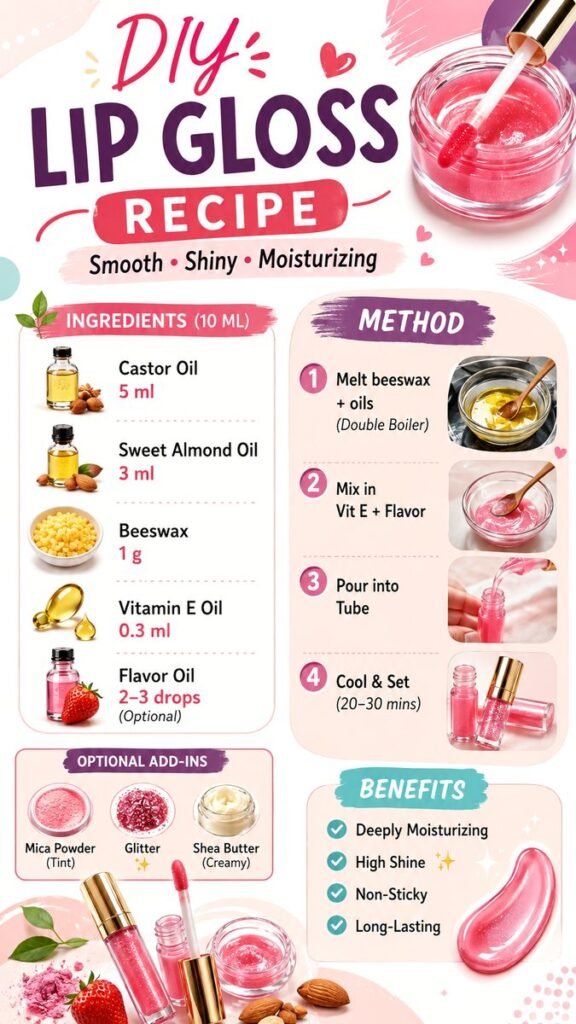 DIY Lip Gloss Recipe Easy Homemade Gloss for Smooth, Shiny Lips