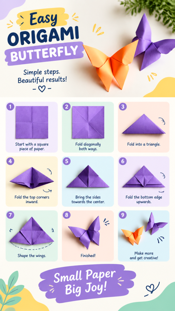 DIY Origami Butterfly Tutorial  Easy Paper Folding Craft for Beginners