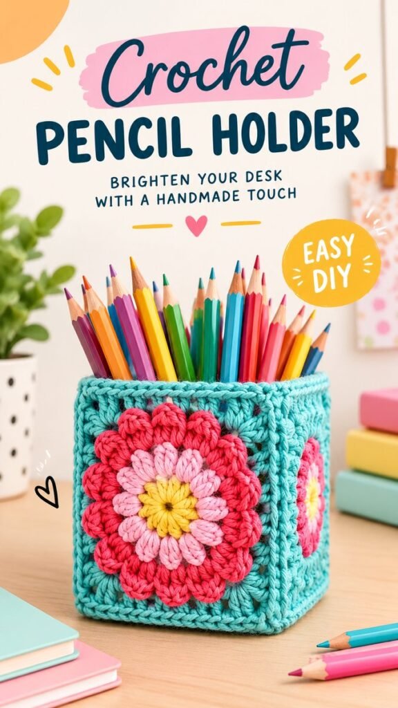 DIY Pencil Holder Ideas Easy Crochet Desk Organizer for a Colorful Workspace