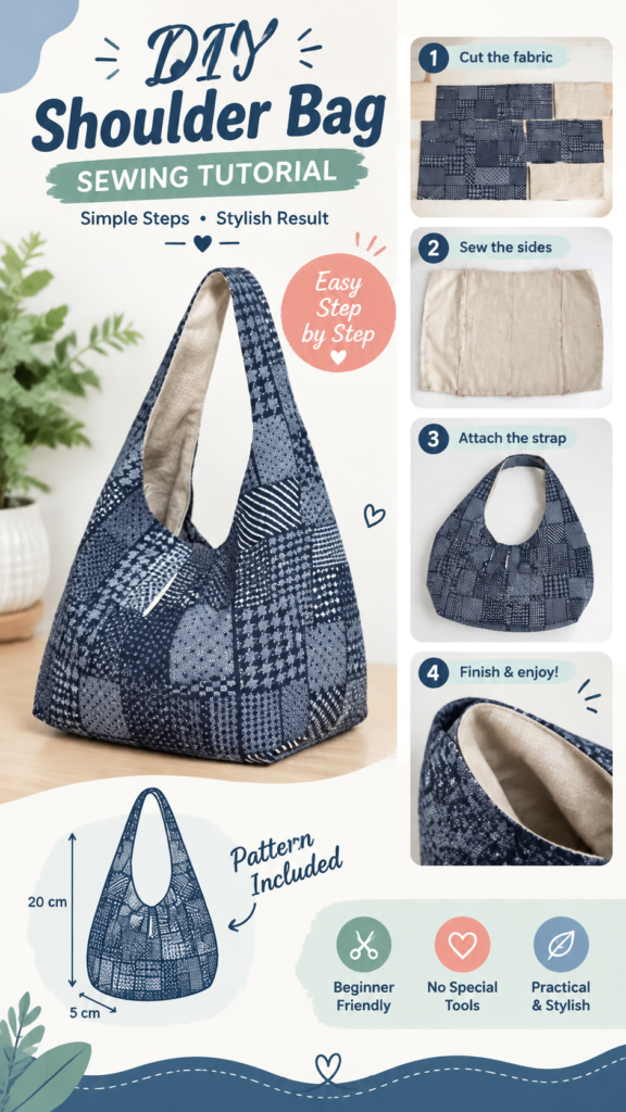 DIY Patchwork Shoulder Bag Tutorial  Easy Handmade Purse Sewing Project