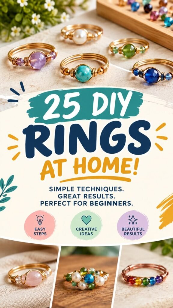 25 DIY Ring Ideas Easy Wire  Bead Rings to Make at Home