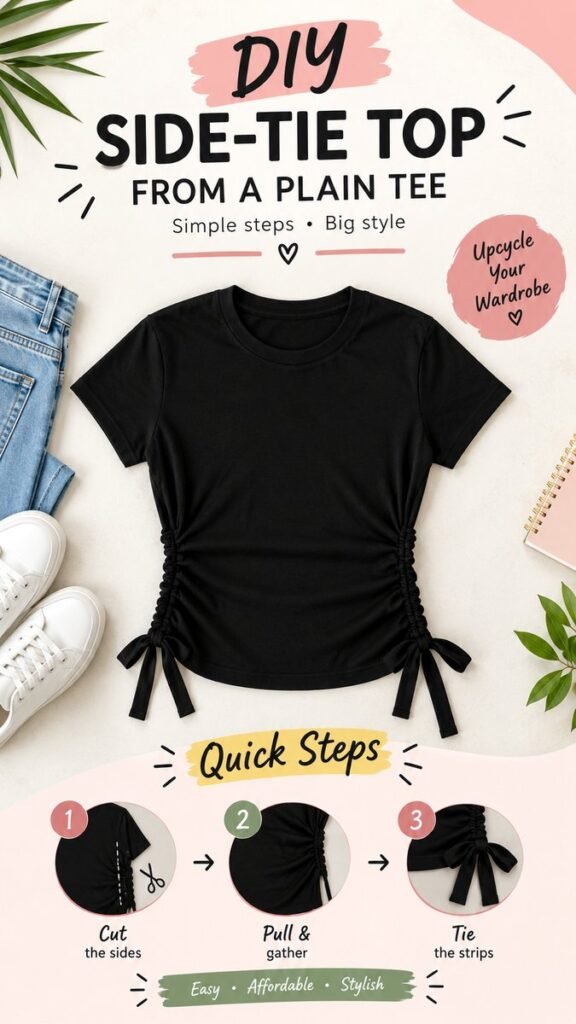 DIY Side-Tie Top Tutorial Turn a Plain Tee Into a Stylish Custom Shirt