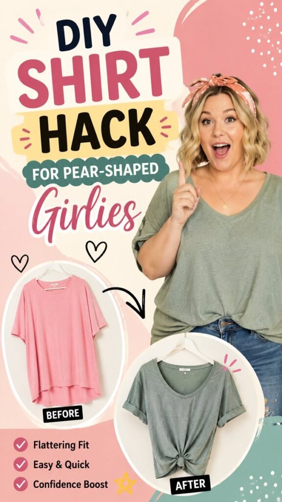 DIY Shirt Hack for Pear-Shaped Girls Easy Flattering T-Shirt Transformation