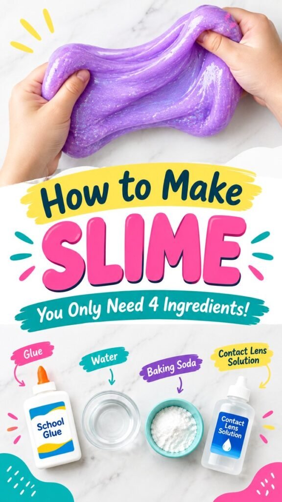 DIY Slime Easy 4-Ingredient Slime Recipe for Kids and Beginners
