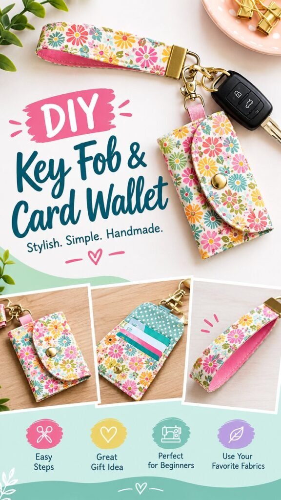 DIY Key Fob  Card Wallet Sewing Pattern for Beginners