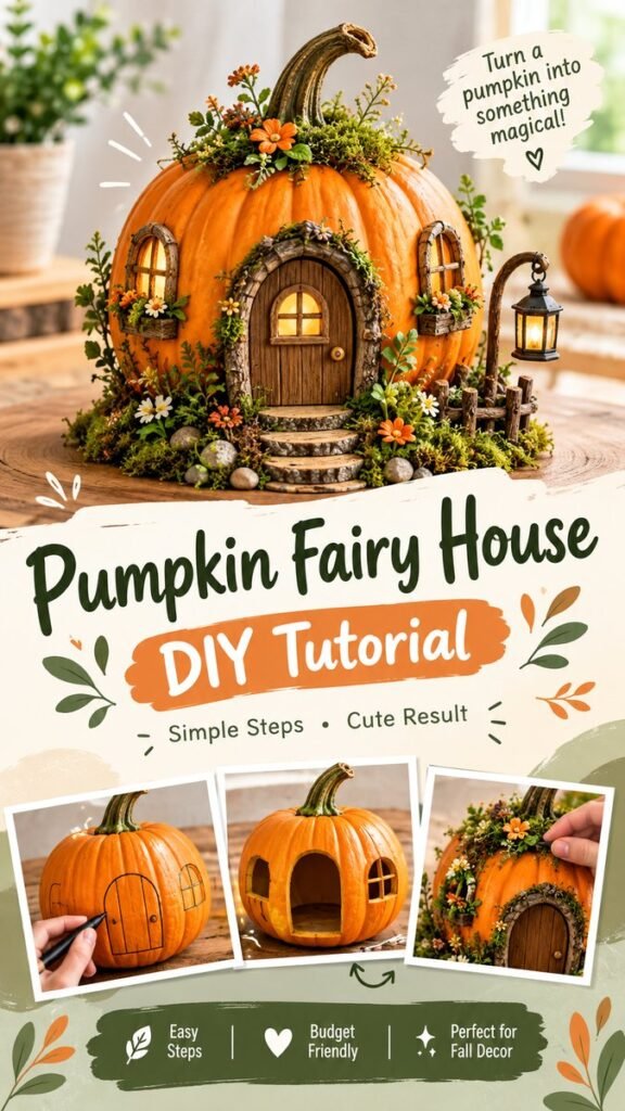 DIY Fairy House Easy Pumpkin Fairy House Tutorial for Fall Decor