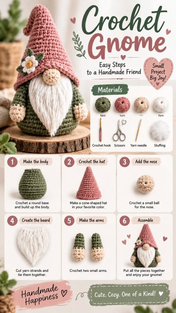Easy Crochet Gnome Tutorial Step-by-Step DIY Craft for Beginners