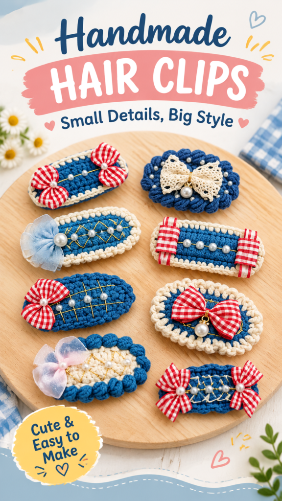 DIY Crochet Hair Pins with Cute Bow Designs and Handmade Accessories
Which style do you prefer crochet or fabric
