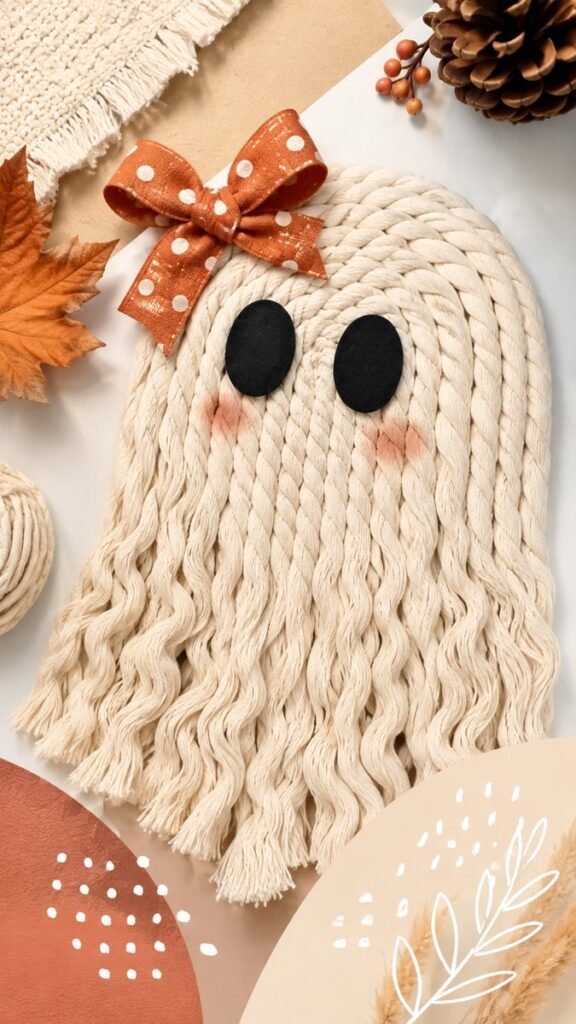 Easy DIY Macramé Ghost Craft for Cozy Fall Halloween Decor