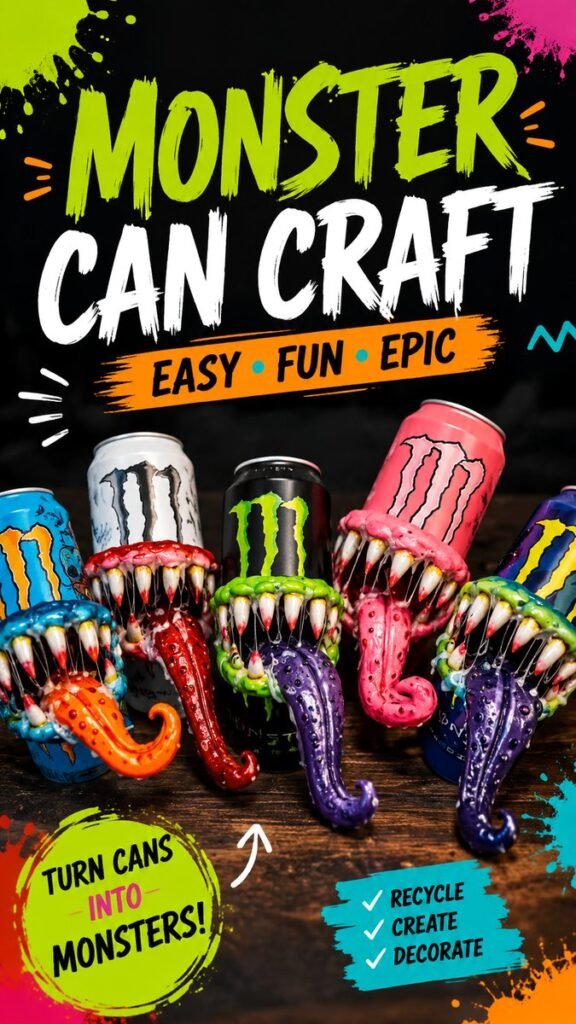 Monster Can Craft DIY Easy  Fun Recycled Can Monster Ideas