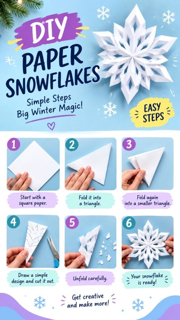 Easy DIY Paper Snowflakes Simple Step-by-Step Tutorial