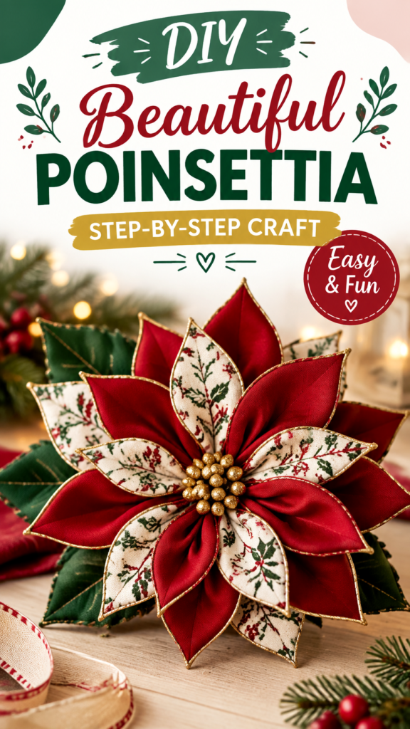 DIY Ribbon Poinsettia Craft Elegant Christmas Decoration Idea