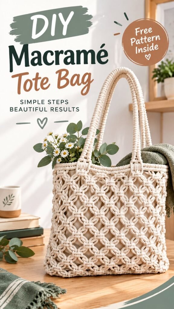 DIY Tote Bag Easy Macramé Tote Bag Tutorial  Free Pattern
