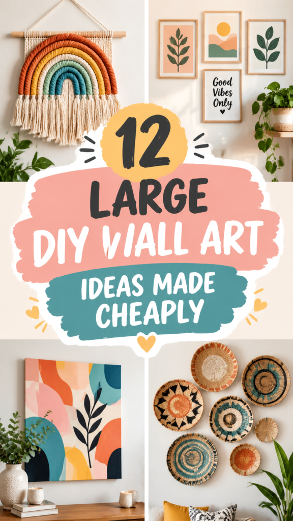 12 Large DIY Wall Art Ideas for Affordable Home Decor Projects