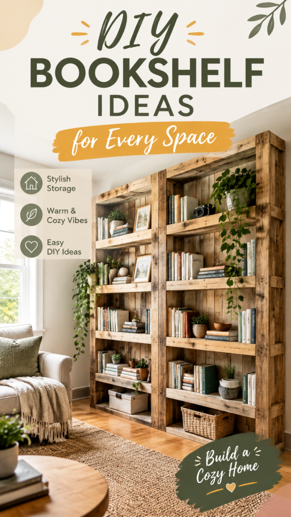 DIY Bookshelf Ideas Rustic Wooden Shelving for Home Decor