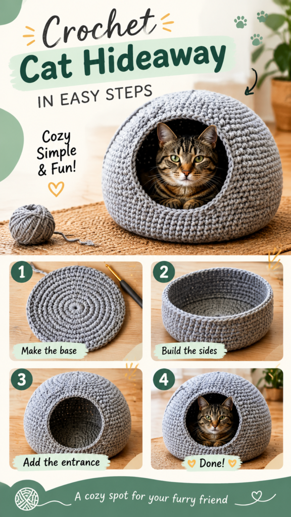 DIY Cat Bed Crochet Pattern Cozy Handmade Cat Hideaway Tutorial